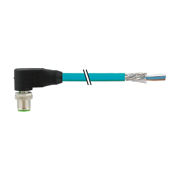 Murrelektronik M12 male 90 Degree shielded, D-cod. with cable Ethernet, TPE 2x2x24AWG SF/UTP CAT5e bu UL/CSA, CM 10m 7700-14561-S4U1000 - main